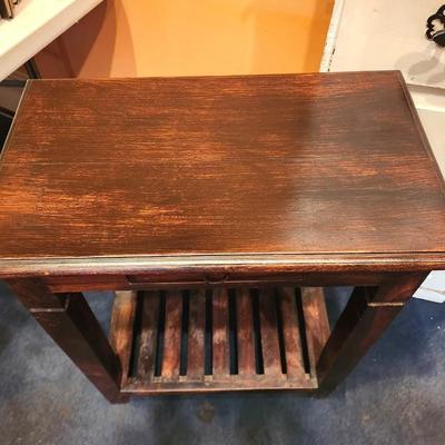Lot #61  Vintage Oak Side Table with Drawer