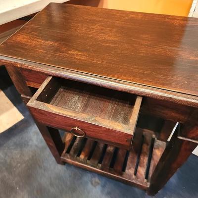 Lot #61  Vintage Oak Side Table with Drawer