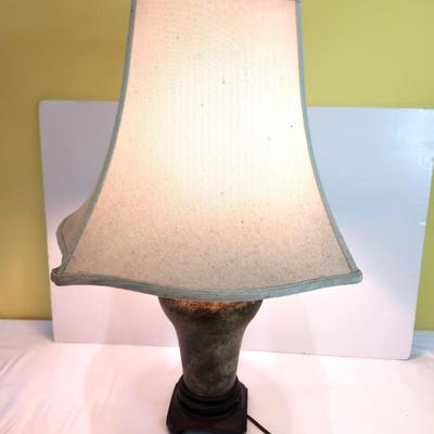 Lot #63  Stoneware/Pottery Vessel Table Lamp on Wooden Base