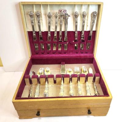 Lot #66  Vintage Silverplate Flatware Set in Box