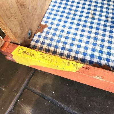 Lot #74  Art piece - painted Kitchen Island on Castors - signed/dated 1994