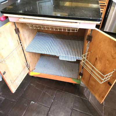 Lot #74  Art piece - painted Kitchen Island on Castors - signed/dated 1994