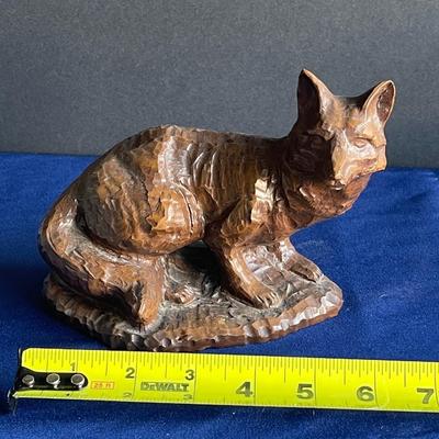 Vintage Red Mill Fox Resin Hand Carved Sculpture Figure