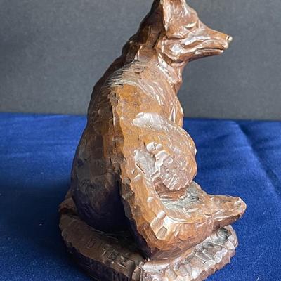 Vintage Red Mill Fox Resin Hand Carved Sculpture Figure