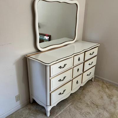 White French Provincial Dresser with Mirror