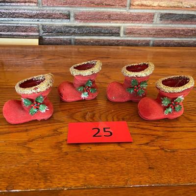 Set of 4 Paper mache Santa Boots