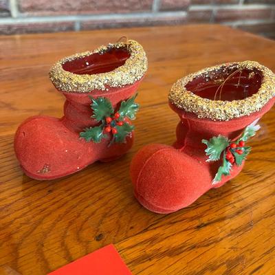 Set of 4 Paper mache Santa Boots
