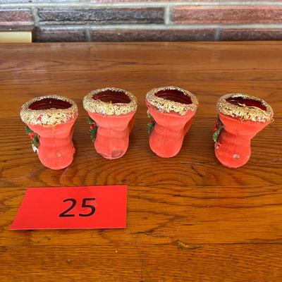Set of 4 Paper mache Santa Boots