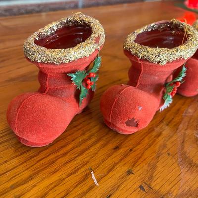 Set of 4 Paper mache Santa Boots