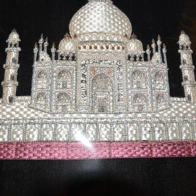 Silk Embroidery on Velvet "Taj Mahal" 20x16