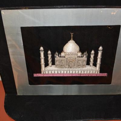 Silk Embroidery on Velvet "Taj Mahal" 20x16