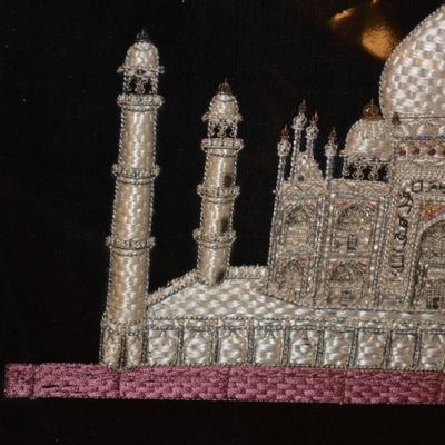 Silk Embroidery on Velvet "Taj Mahal" 20x16