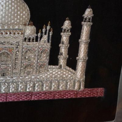 Silk Embroidery on Velvet "Taj Mahal" 20x16