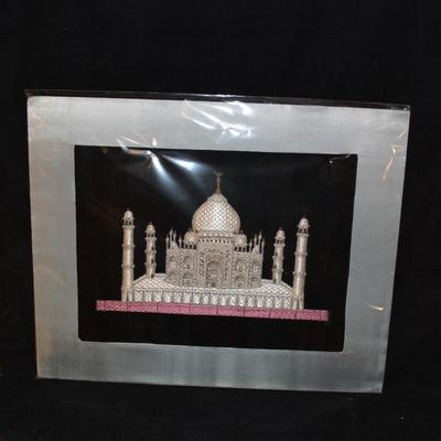 Silk Embroidery on Velvet "Taj Mahal" 20x16