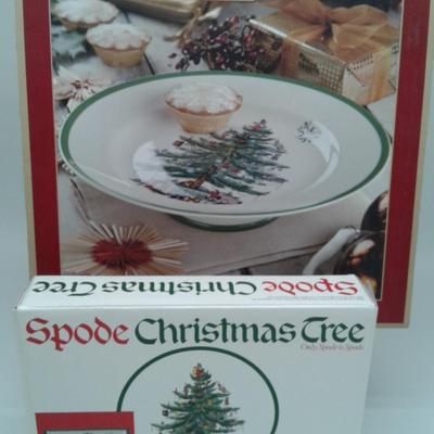 Spode Christmas Tree Tray and Footed Cake Plate