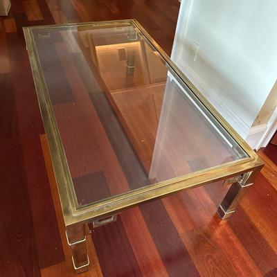 Beveled Glass Top Brass Coffee Table (SR-KL)