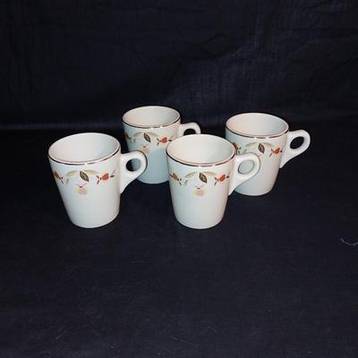 ANTIQUE HALL CHINA COFFEE/TEA HOLDER AND FOUR MUGS BY "JEWEL"