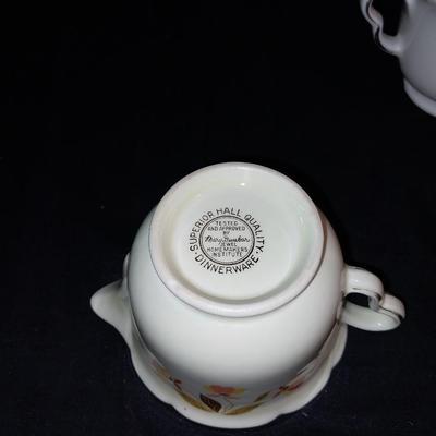 ANTIQUE CHINA TEAPOT - SUGAR & CREAMER BY JEWEL "AUTUMN LEAF"