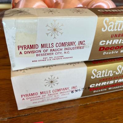 2 Boxes Vintage Satin Pink Ornaments