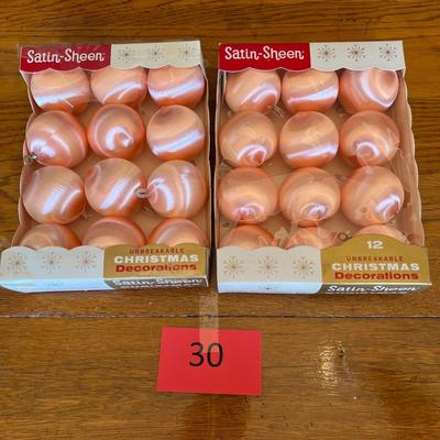 2 Boxes Vintage Satin Pink Ornaments