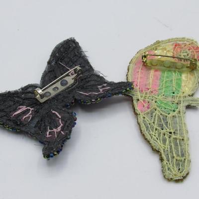 Retro Colorful Sequined Cloth Pins Handmade Wild Butterfly & Colorful Parrot