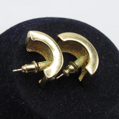 Modern Art Deco Style Gold Black Faux Jewel Earrings