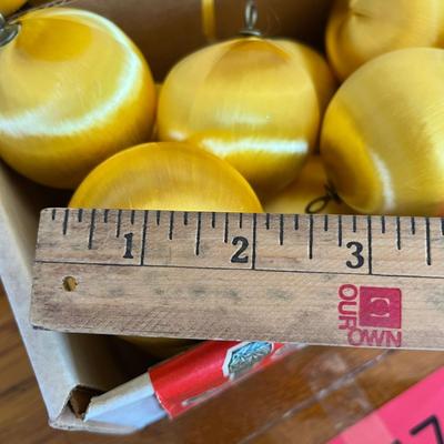 Box of satin ball ornaments