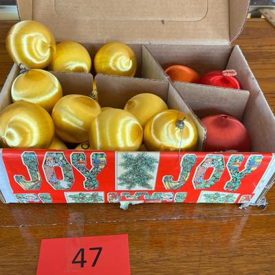 Box of satin ball ornaments