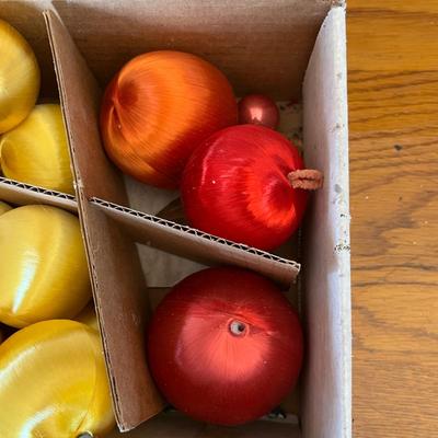 Box of satin ball ornaments