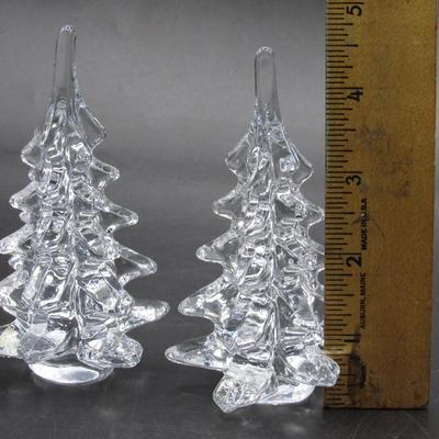Pair of Retro Clear Glass Home Decor Christmas Trees