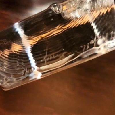 Lot #78  Edenfalk Skruf Etched Bird Paperweight - Mid Century - signed - Swedish