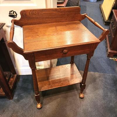 Lot #79  Antique Rolling Oak Washstand w/drawer
