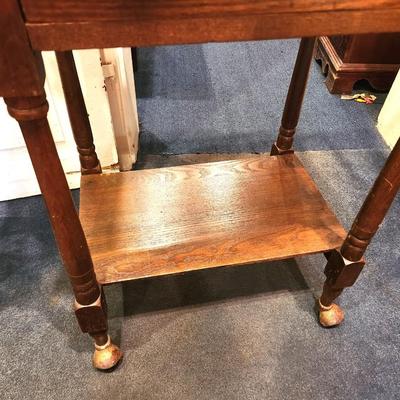Lot #79  Antique Rolling Oak Washstand w/drawer