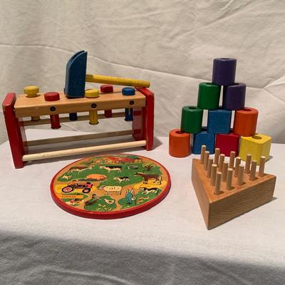 Playskool Wagon, Simplex Round Puzzle, and Other Vintage Childrenâ€™s Toys (UH-KW)