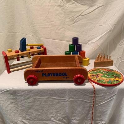Playskool Wagon, Simplex Round Puzzle, and Other Vintage Childrenâ€™s Toys (UH-KW)