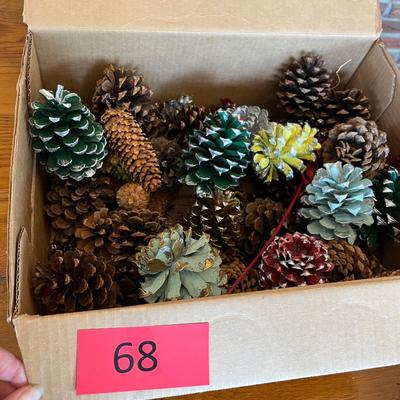 Box of painted pine cones
