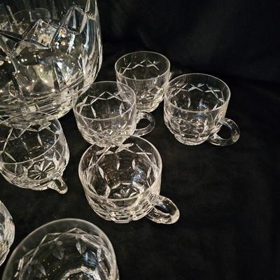 Clear Glass Punch Bowl w/Ladle & 22 Cups  (DR-JS)