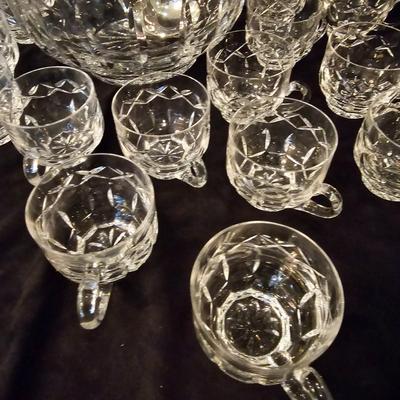 Clear Glass Punch Bowl w/Ladle & 22 Cups  (DR-JS)