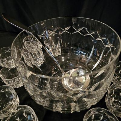 Clear Glass Punch Bowl w/Ladle & 22 Cups  (DR-JS)