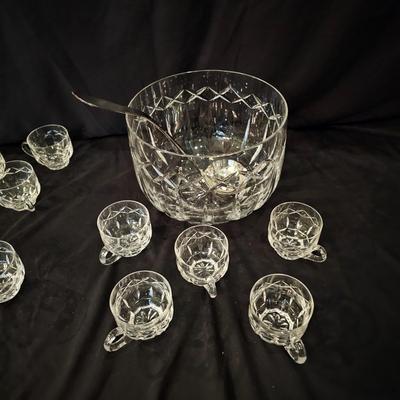 Clear Glass Punch Bowl w/Ladle & 22 Cups  (DR-JS)