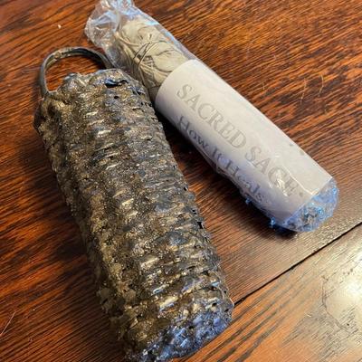 Vintage Wicker Wall Pocket with Sage