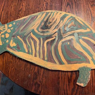 Folk Art Pained Turtle on Plyboard