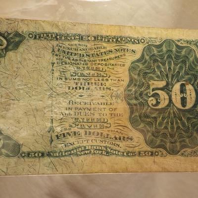1800's United States Fractional  Currency, Fifty Cents, (real). est. $20 to $ 100.