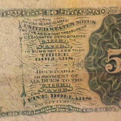 1800's United States Fractional  Currency, Fifty Cents, (real). est. $20 to $ 100.