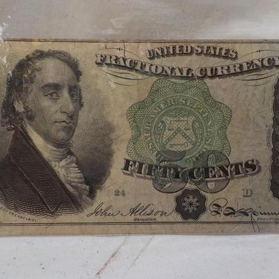 1800's United States Fractional  Currency, Fifty Cents, (real). est. $20 to $ 100.