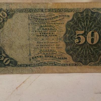 1800's United States Fractional  Currency, Fifty Cents, (real). est. $20 to $ 100.