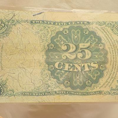 1800's United States Fractional Cent Bill. ( rea). Tewnty five cents bill. est. $20 to $10.