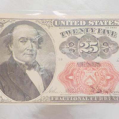 1800's United States Fractional Cent Bill. ( rea). Tewnty five cents bill. est. $20 to $10.