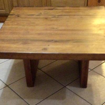 Square laminated wood, butcher block coffee table