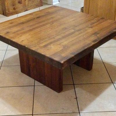 Square laminated wood, butcher block coffee table